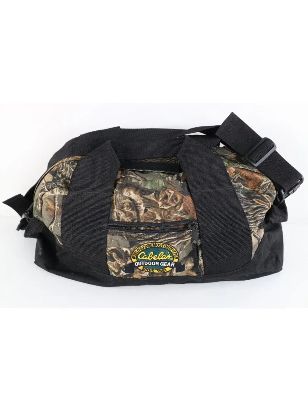 Vintage 90s Y2K Cabelas Spell Out Ripstop Camouflage Handled Duffel Bag Carry On